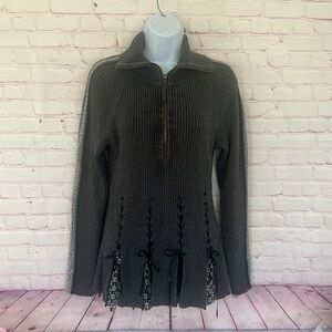 Ruff hewn gray knit long sleeve 3/4 zip sweater top size large